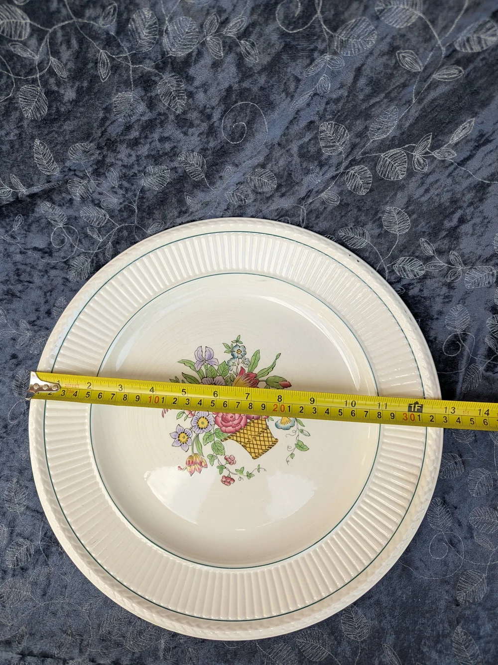 Vintage Wedgwood Belmar Serving Platter Floral Basket Large Round Cottagecore